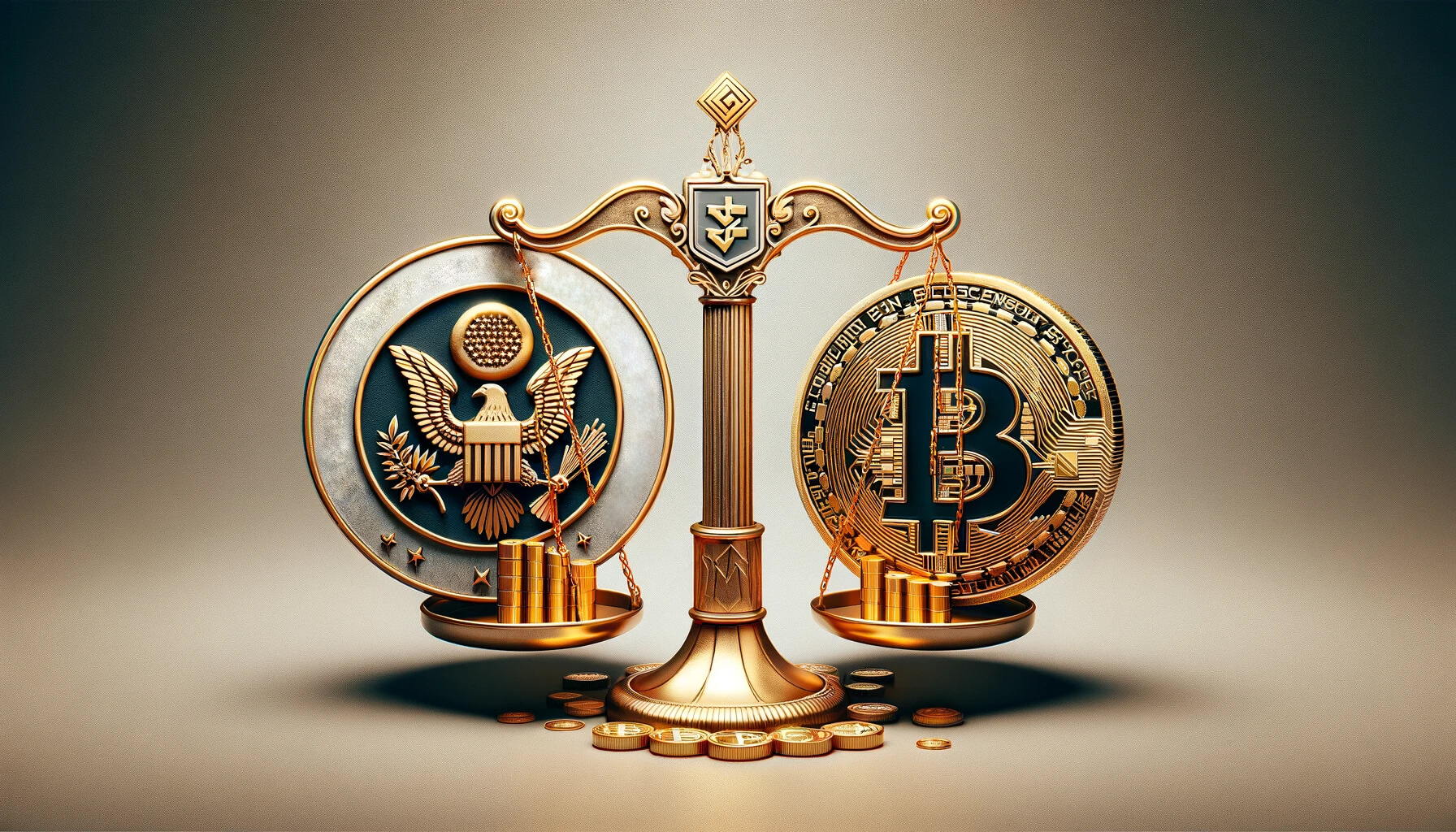 Bild SEC und Bitcoin auf Waage